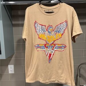 Van Halen Vintage Style Graphic Tee Size M Brown AOP